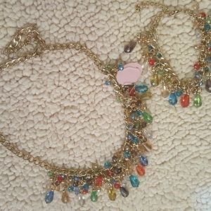 New chunky dangling bead necklace & bracelet set